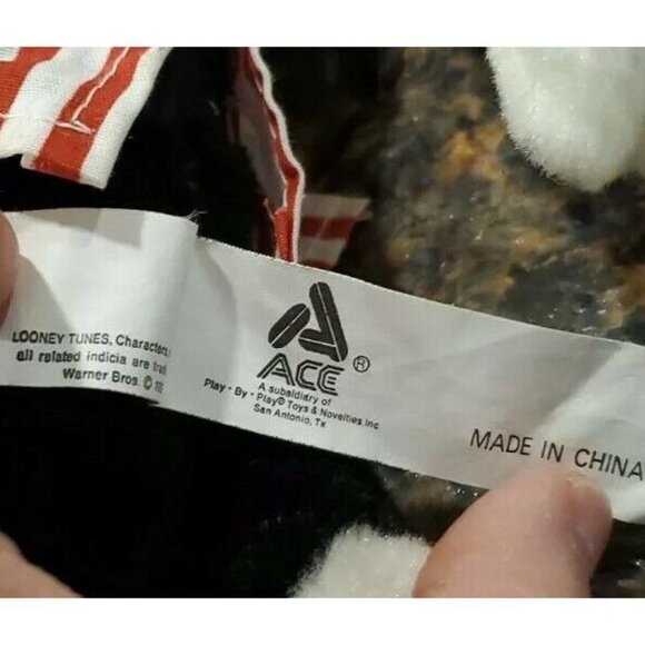 Looney Tunes Warner Bros Sylvester Cat Plush 12" 1997 in Night Shirt Hat slipper - Picture 5 of 9